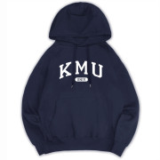 KMU經典款刷毛落肩帽T_深藍