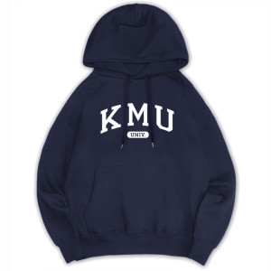 KMU經典款刷毛落肩帽T_深藍