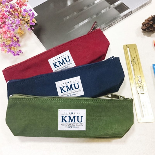 KMU簡約生活布標船型帆布筆袋_丈青/墨綠