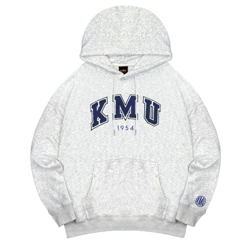 【預購至10/15止，11/30陸續出貨】KMU立體毛巾繡落肩帽T_麻花白