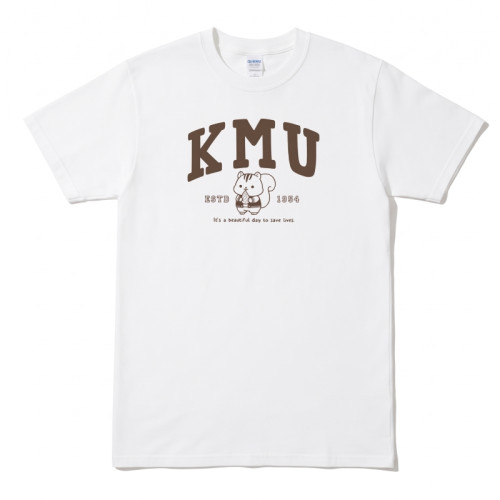 【校慶限定，預購至10/18止，11/11陸續出貨】KMU高醫松鼠愛杏仁短T_經典白